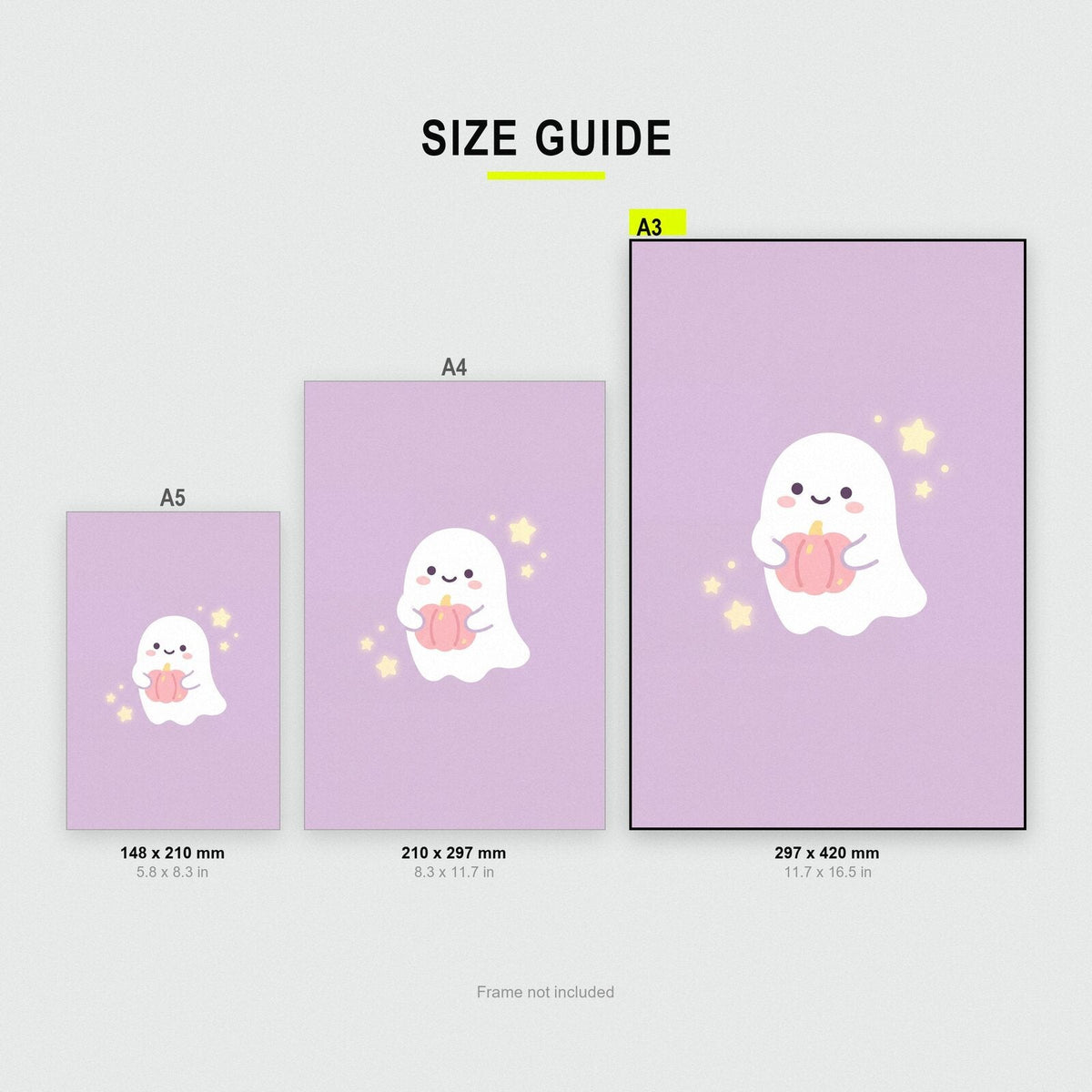 Little Ghost With A Pumpkin Cute Halloween Art Print