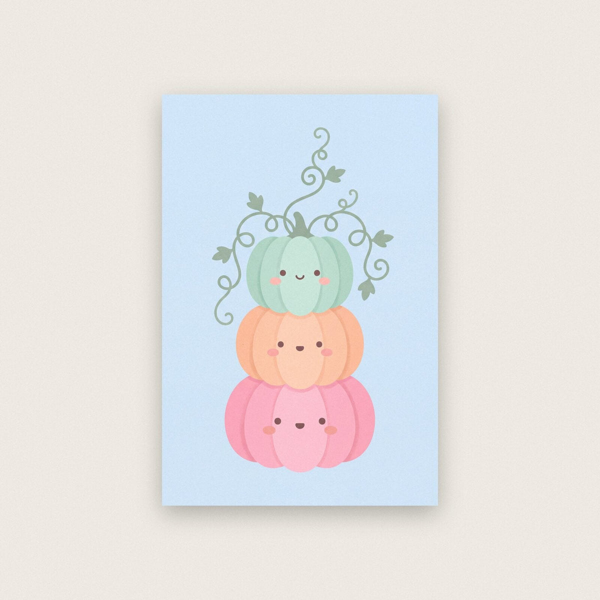 Pastel Pumpkin Stack Cute Halloween Art Print
