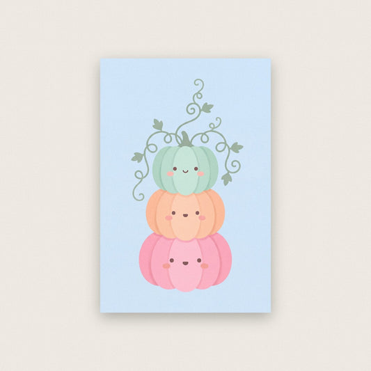 Pastel Pumpkin Stack Cute Halloween Art Print