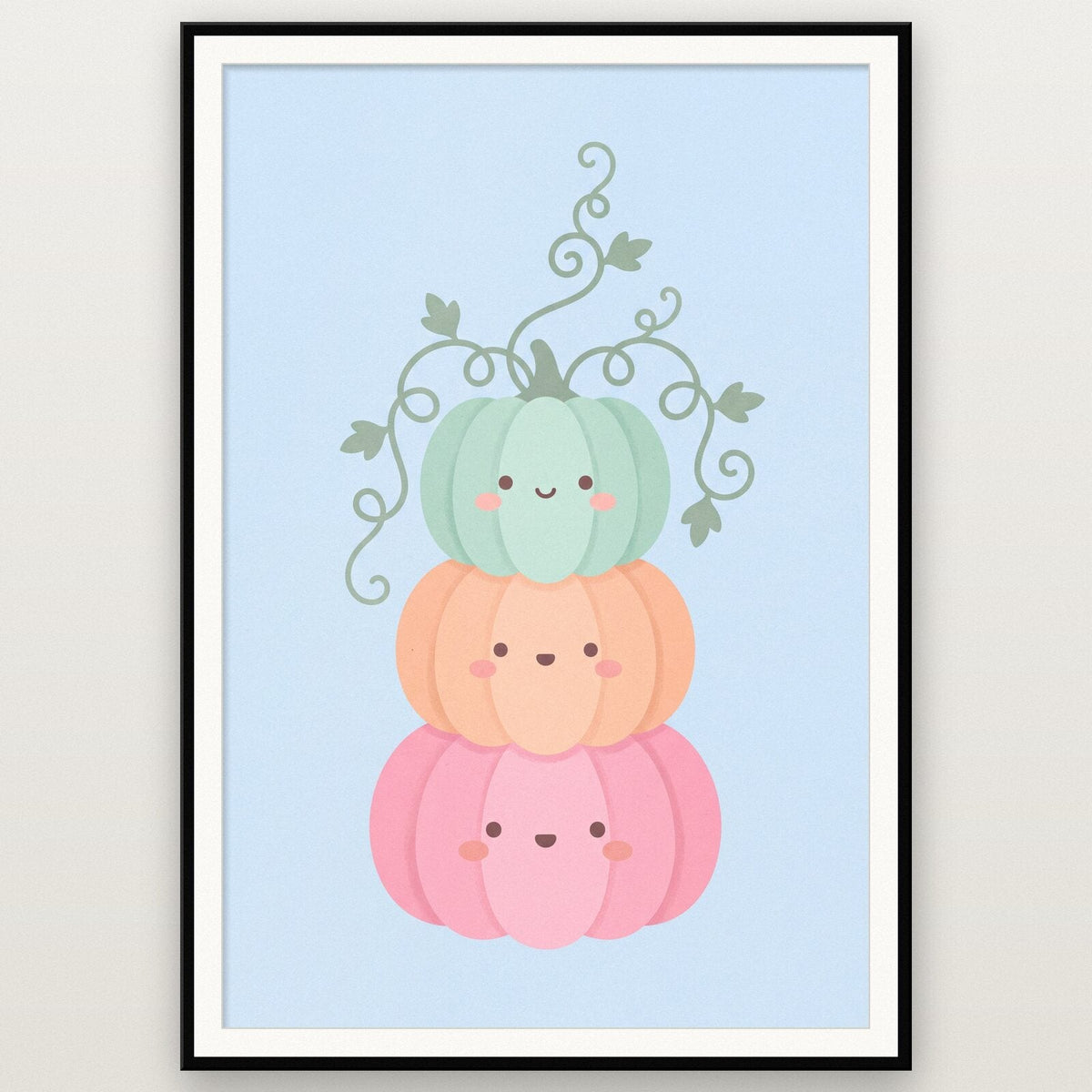 Pastel Pumpkin Stack Cute Halloween Art Print