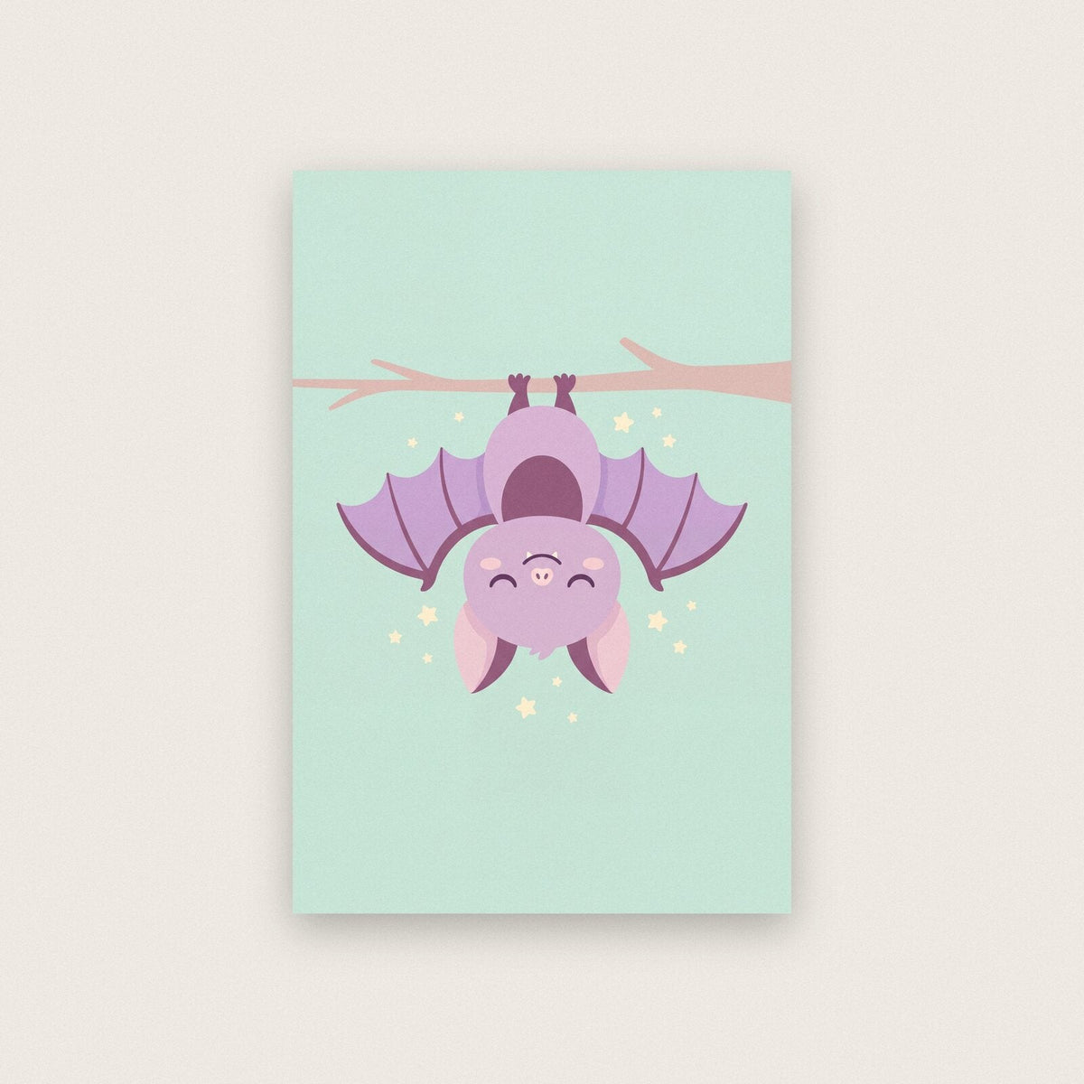 Sleepy Little Bat Cute Halloween Art Print