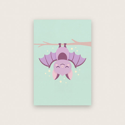 Sleepy Little Bat Cute Halloween Art Print
