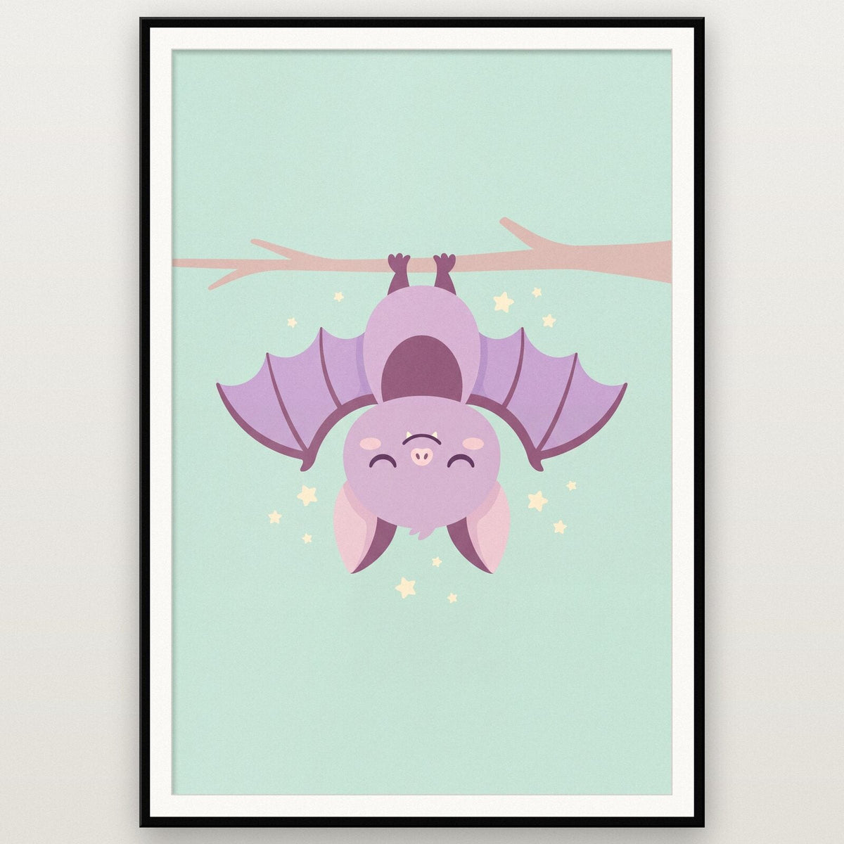 Sleepy Little Bat Cute Halloween Art Print