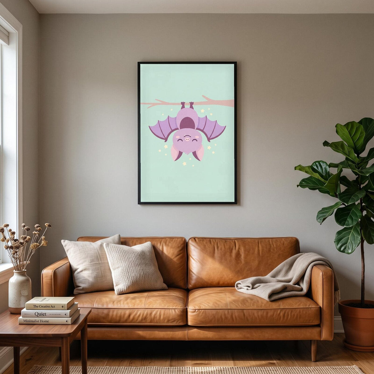Sleepy Little Bat Cute Halloween Art Print
