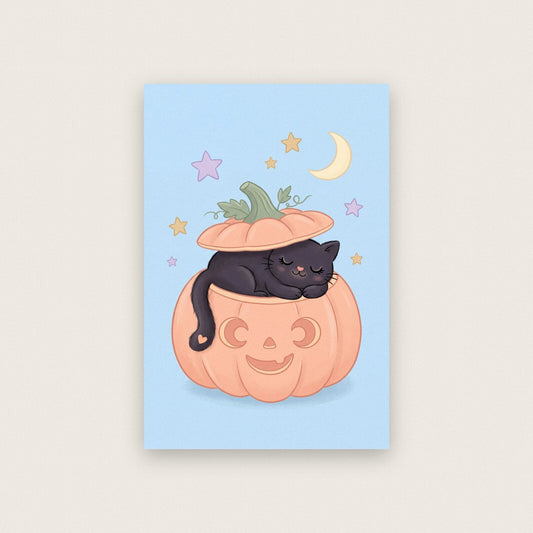 Kitten In A Pumpkin Cute Halloween Art Print