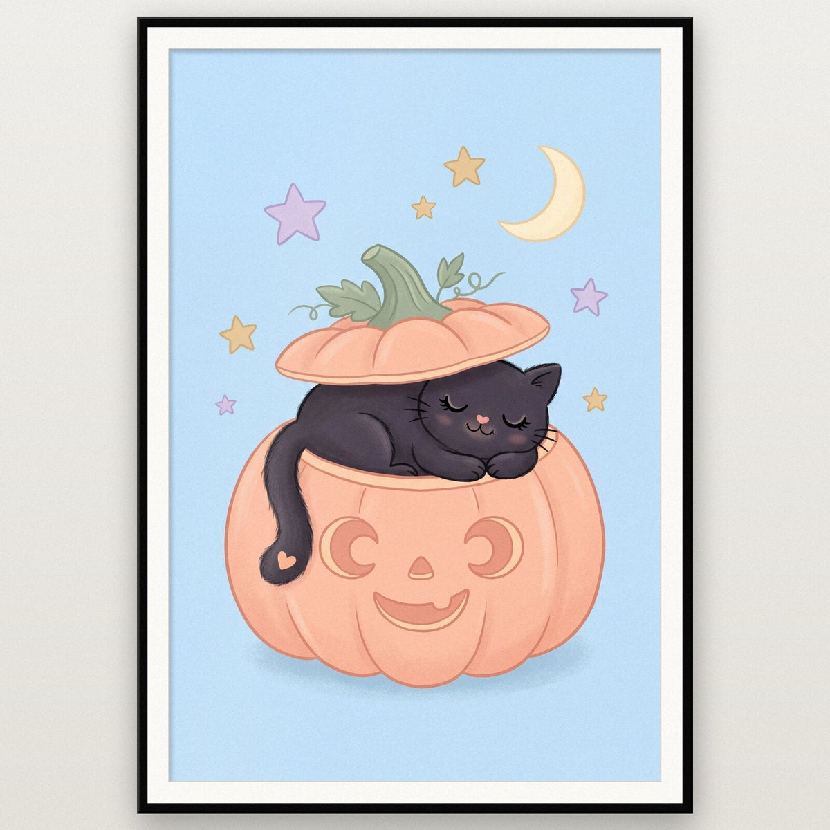 Kitten In A Pumpkin Cute Halloween Art Print