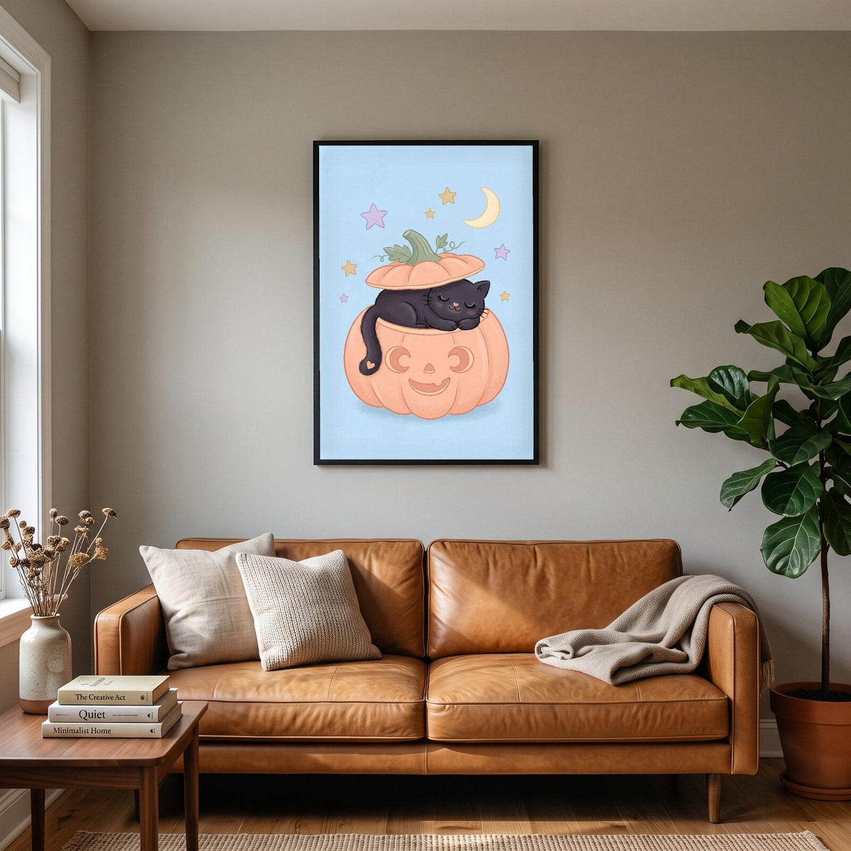 Kitten In A Pumpkin Cute Halloween Art Print