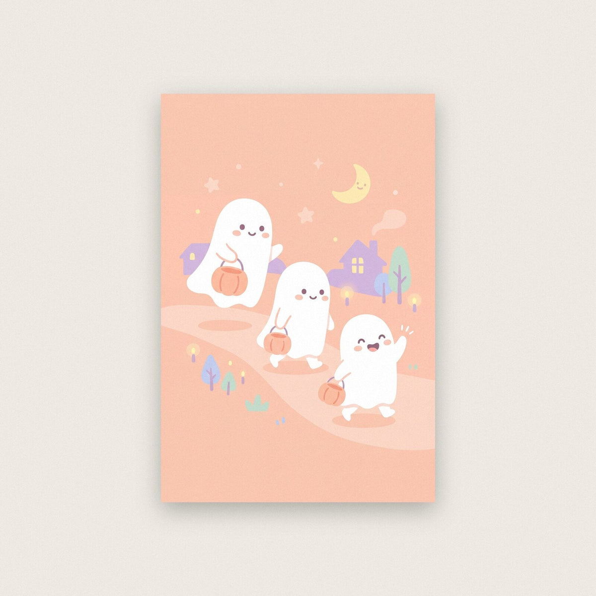 Three Little Ghosts Cute Halloween Art Print