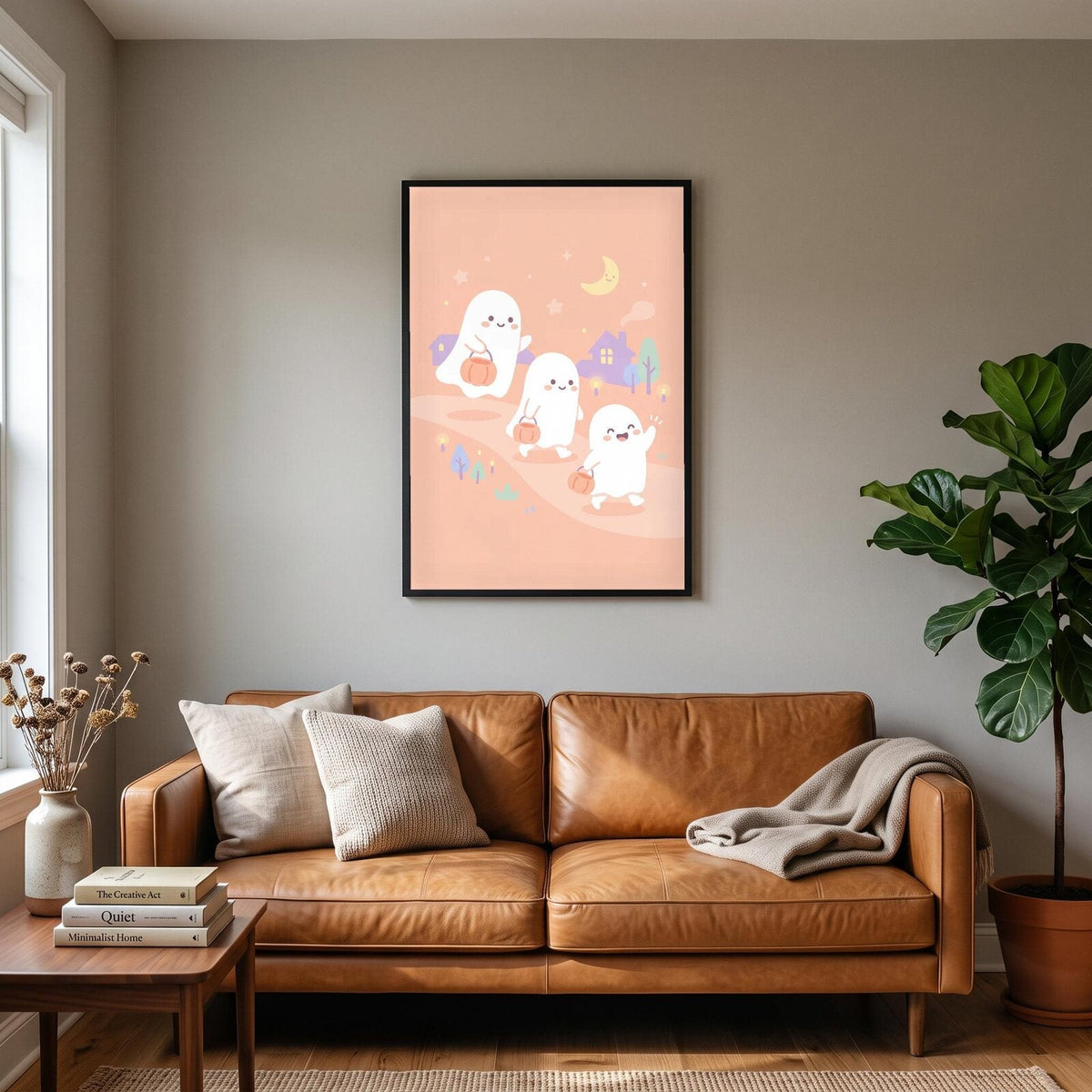 Three Little Ghosts Cute Halloween Art Print