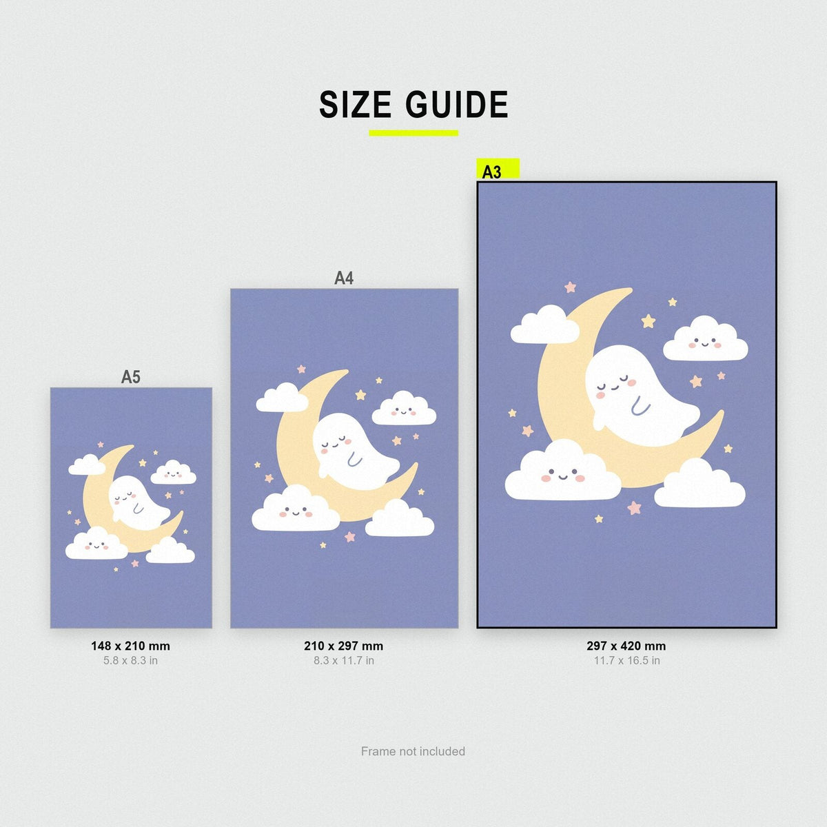 Ghost On The Moon Cute Halloween Art Print