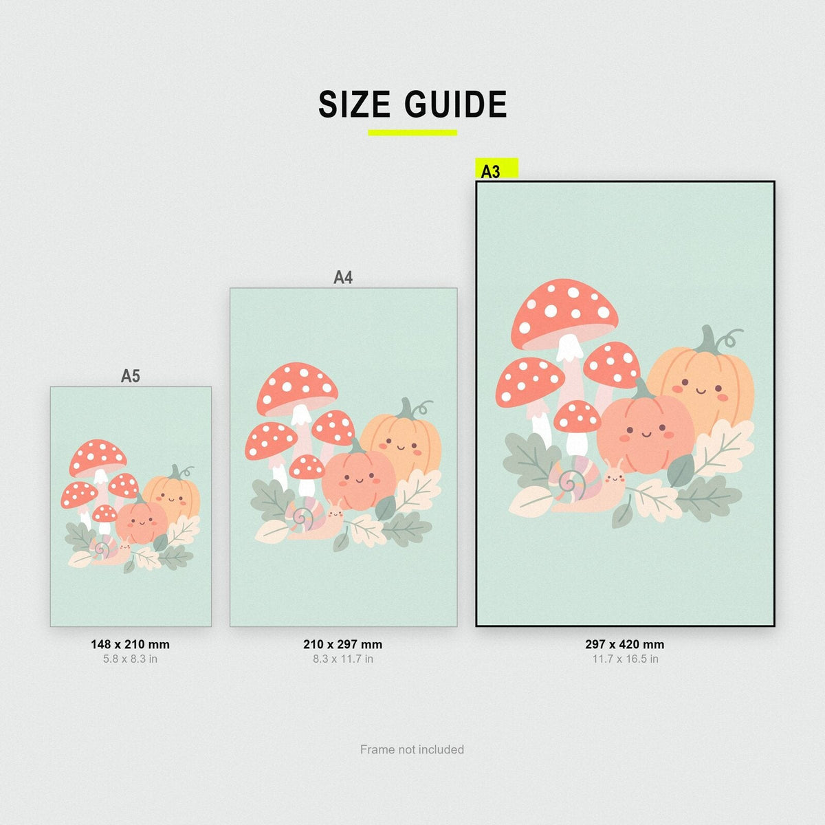 Toadstools And Pumpkins Cute Halloween Art Print