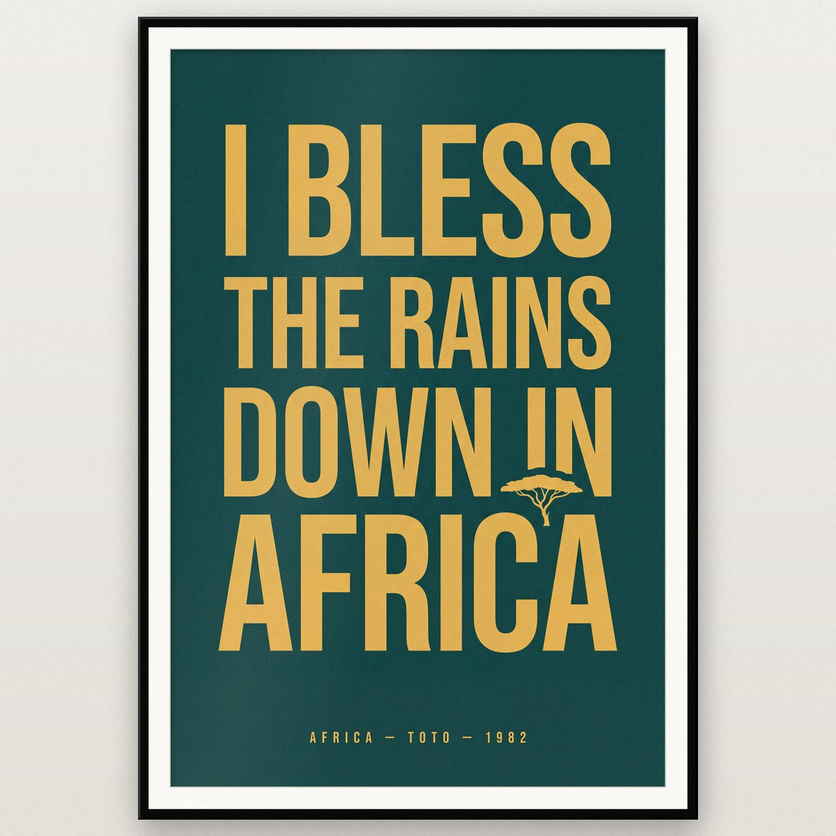 Africa Lyrics Print shown in a black frame