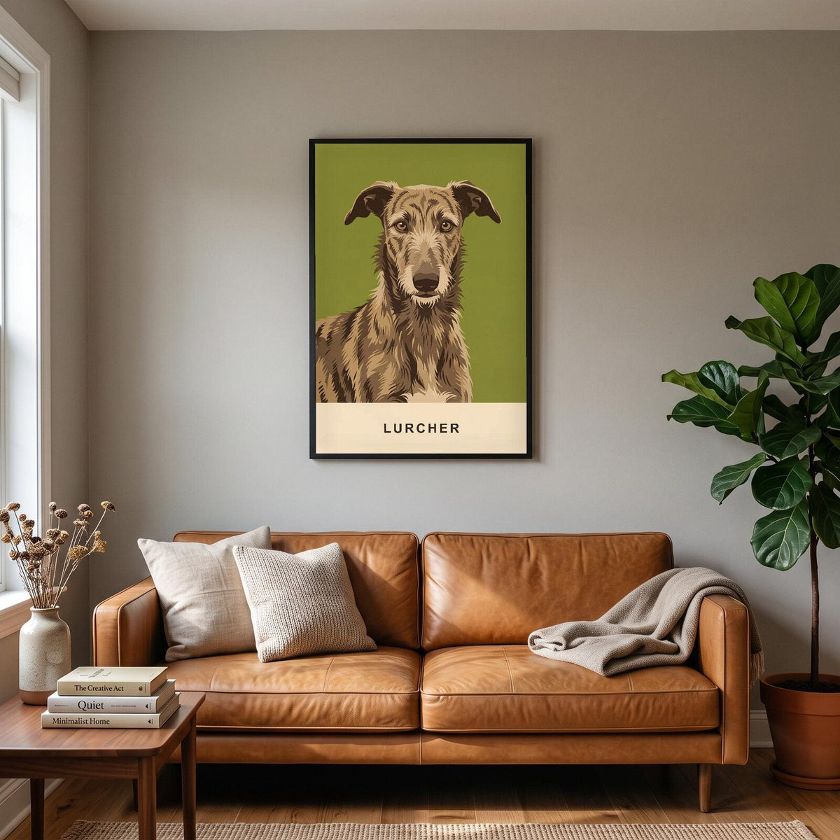 Lurcher Dog Portrait Art Print