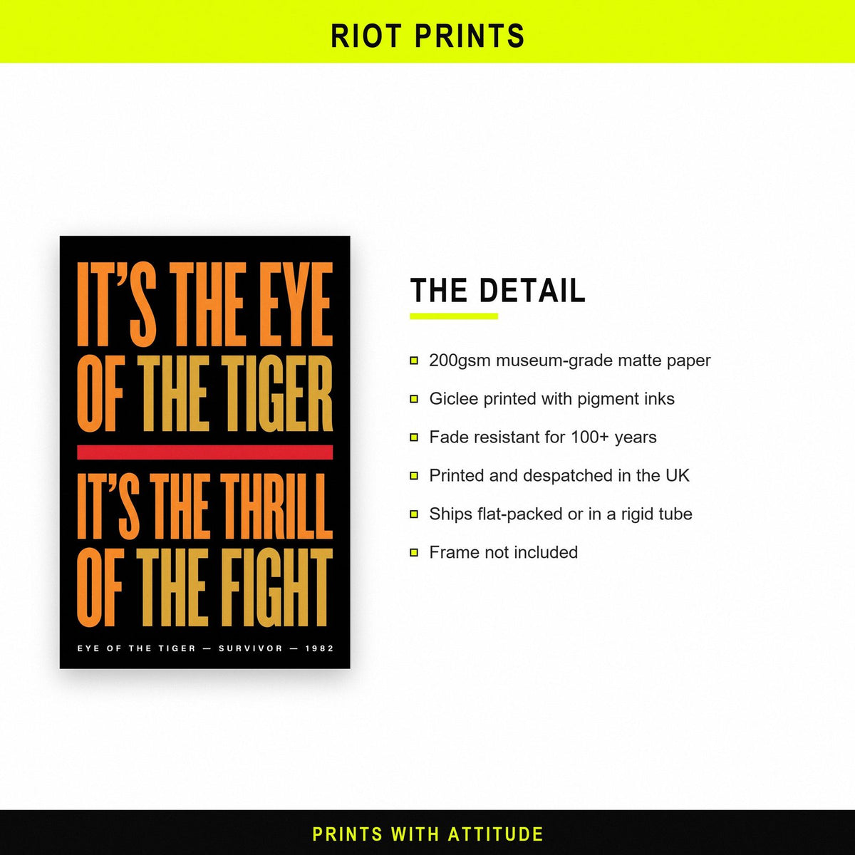 Eye Of The Tiger Lyrics Print paper and printing specification