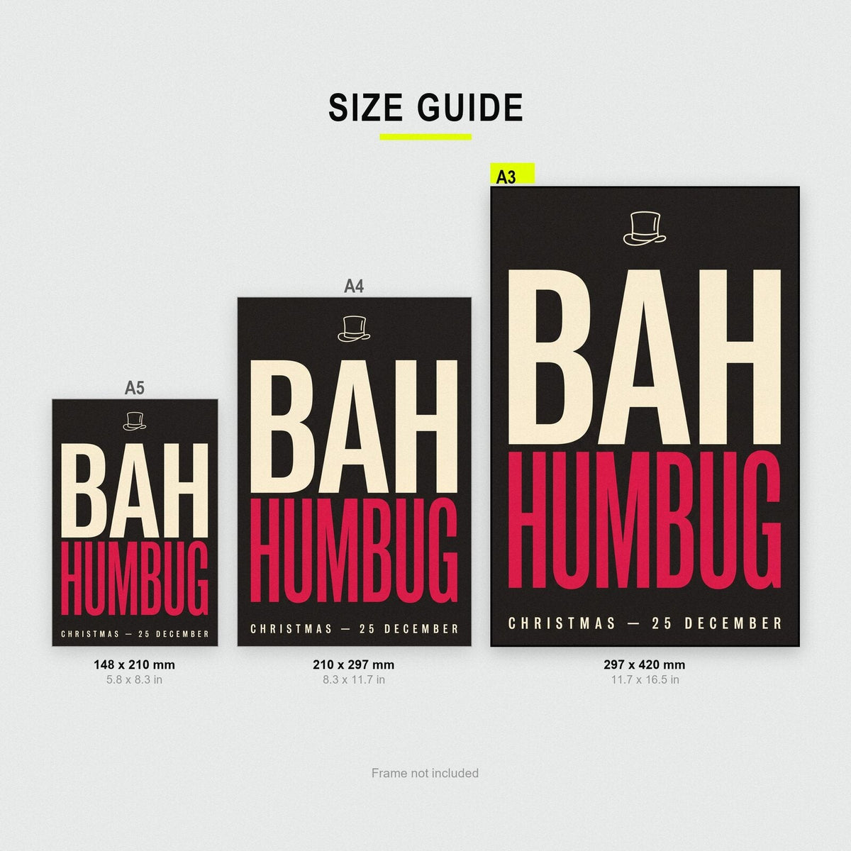Bah Humbug Christmas Typography Art Print