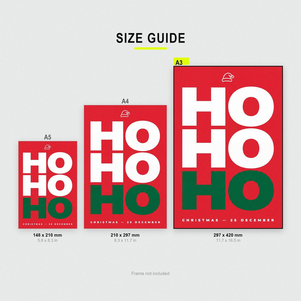 Ho Ho Ho Christmas Typography Art Print