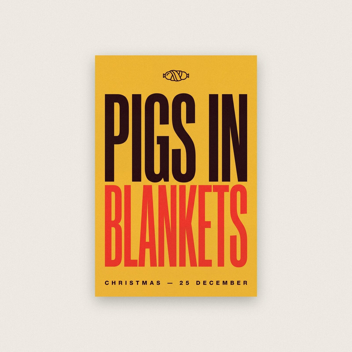 Pigs In Blankets Christmas Typography Art Print