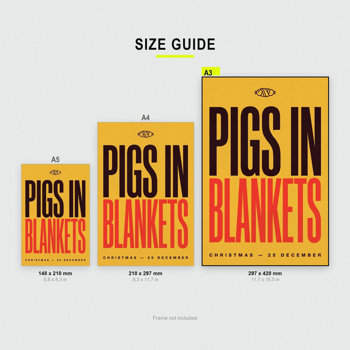 Pigs In Blankets Christmas Typography Art Print