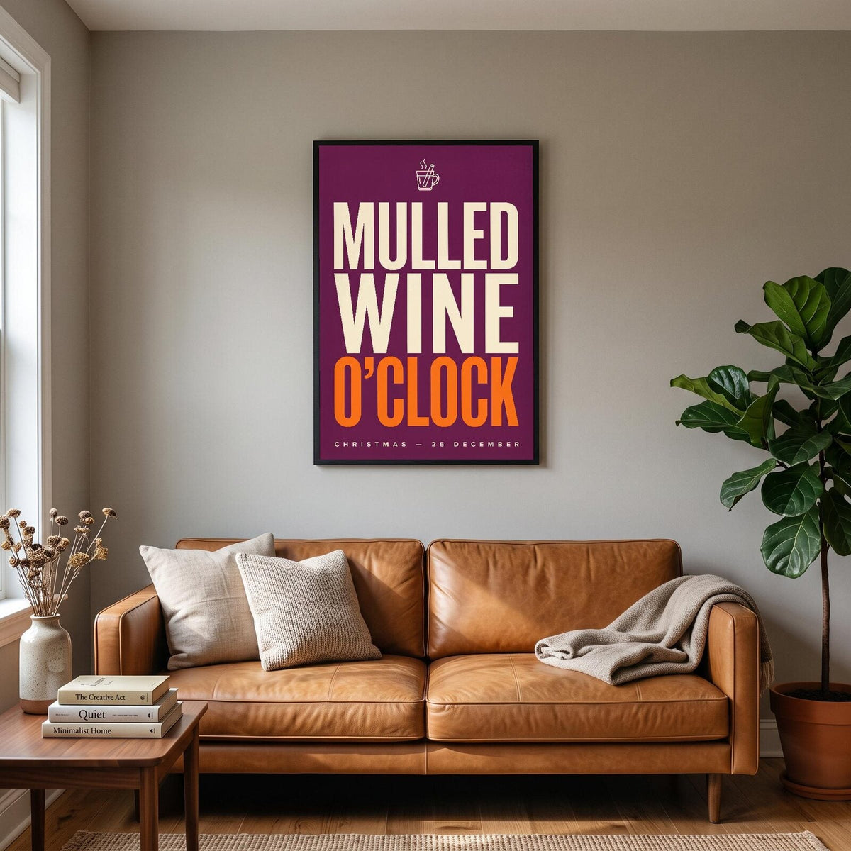 Mulled Wine O Clock Christmas Typography Art Print