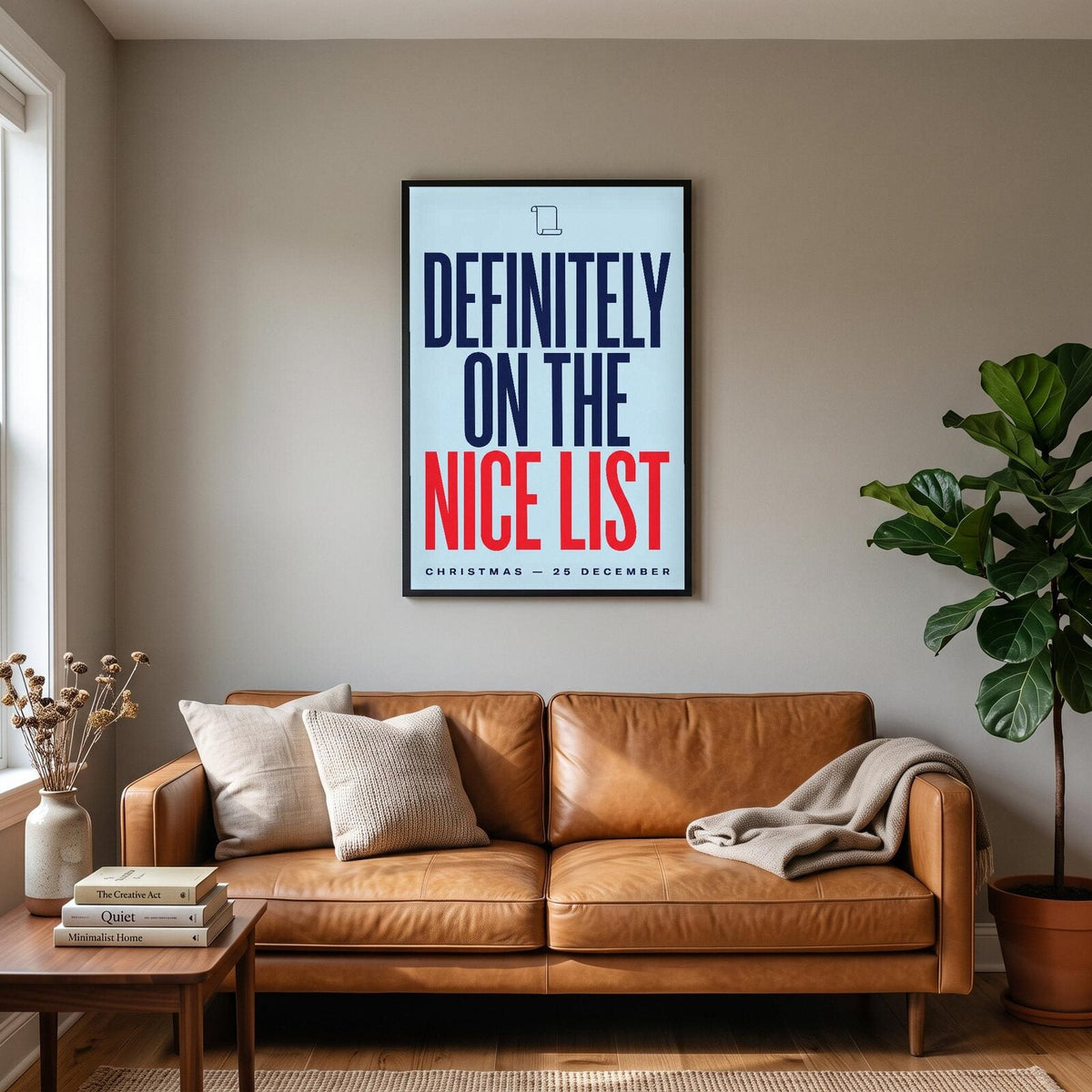 Definitely On The Nice List Christmas Typography Art Print