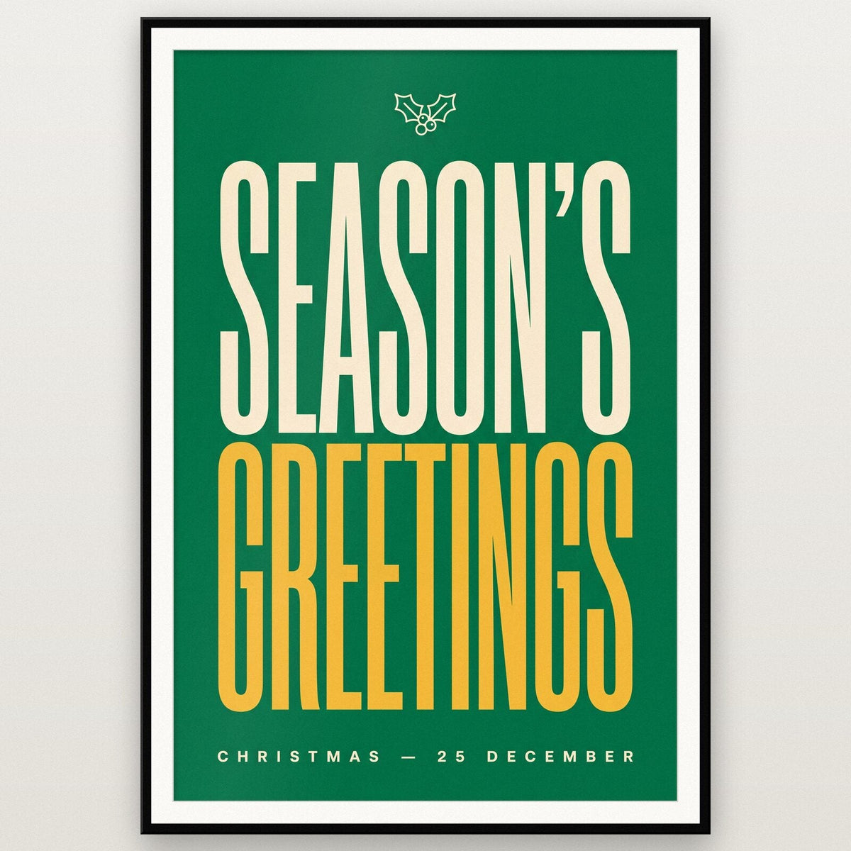 Seasons Greetings Christmas Typography Art Print