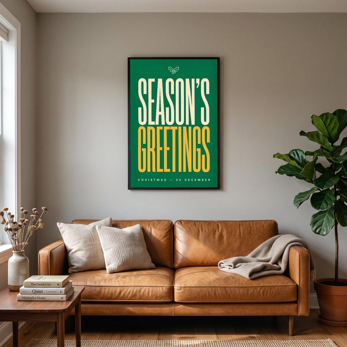 Seasons Greetings Christmas Typography Art Print