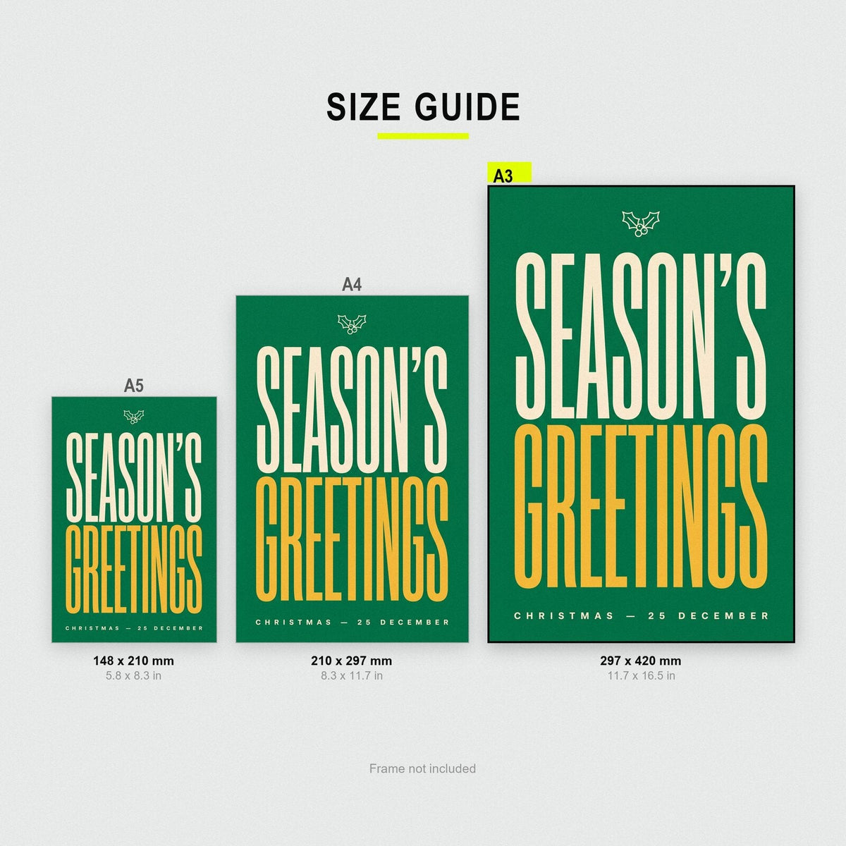 Seasons Greetings Christmas Typography Art Print