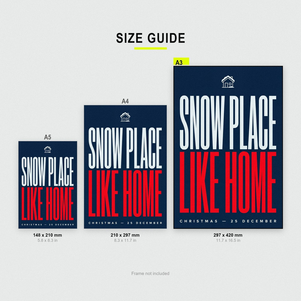 Snow Place Like Home Christmas Typography Art Print