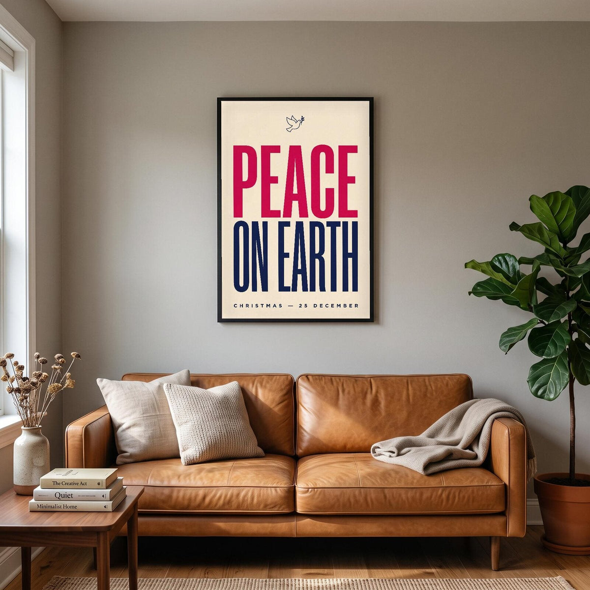 Peace On Earth Christmas Typography Art Print