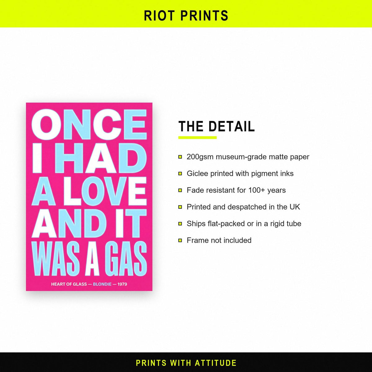 Heart Of Glass Lyrics Print paper and printing specification