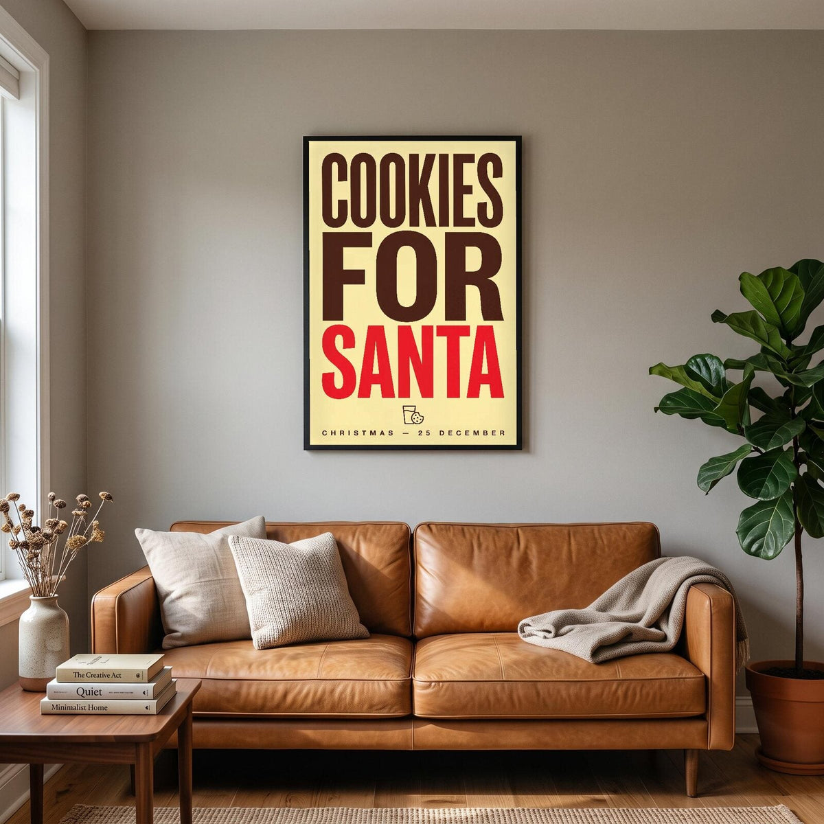 Cookies For Santa Christmas Typography Art Print