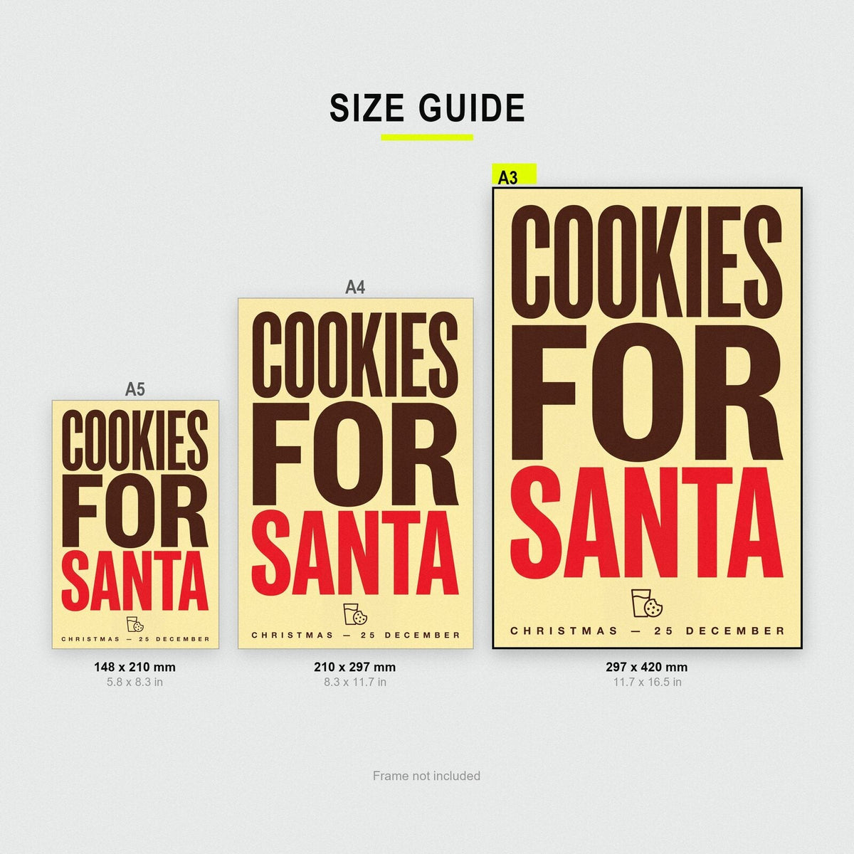 Cookies For Santa Christmas Typography Art Print