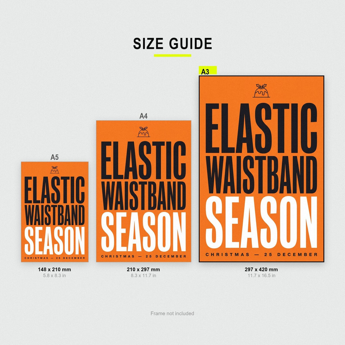Elastic Waistband Season Christmas Typography Art Print