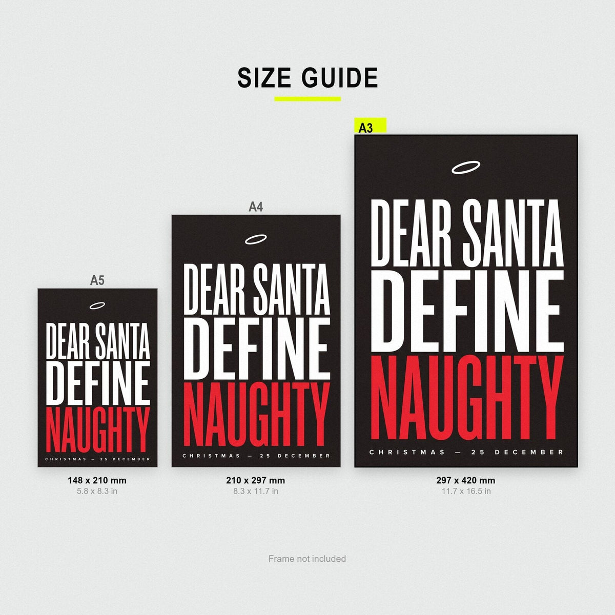 Dear Santa Define Naughty Christmas Typography Art Print