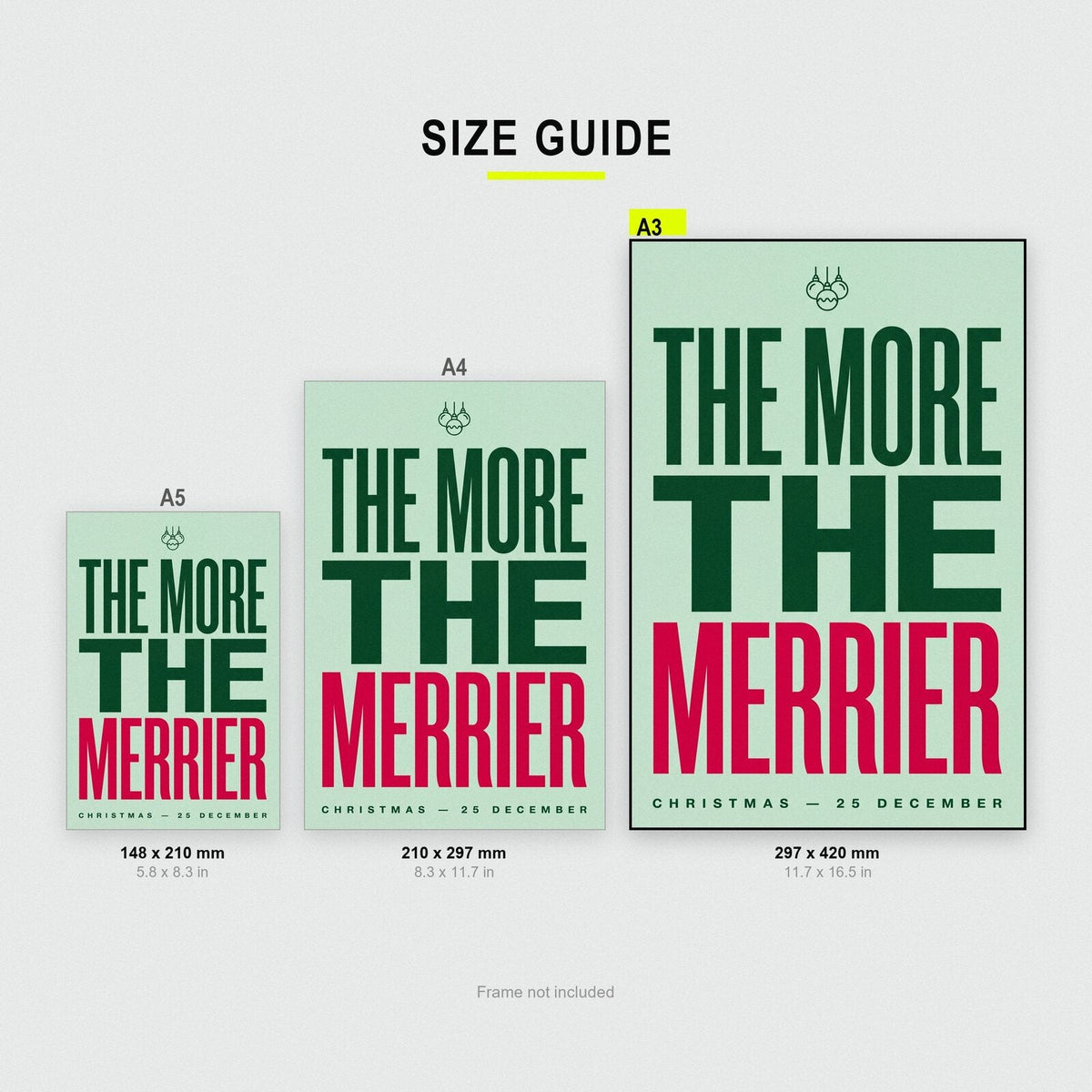 The More The Merrier Christmas Typography Art Print