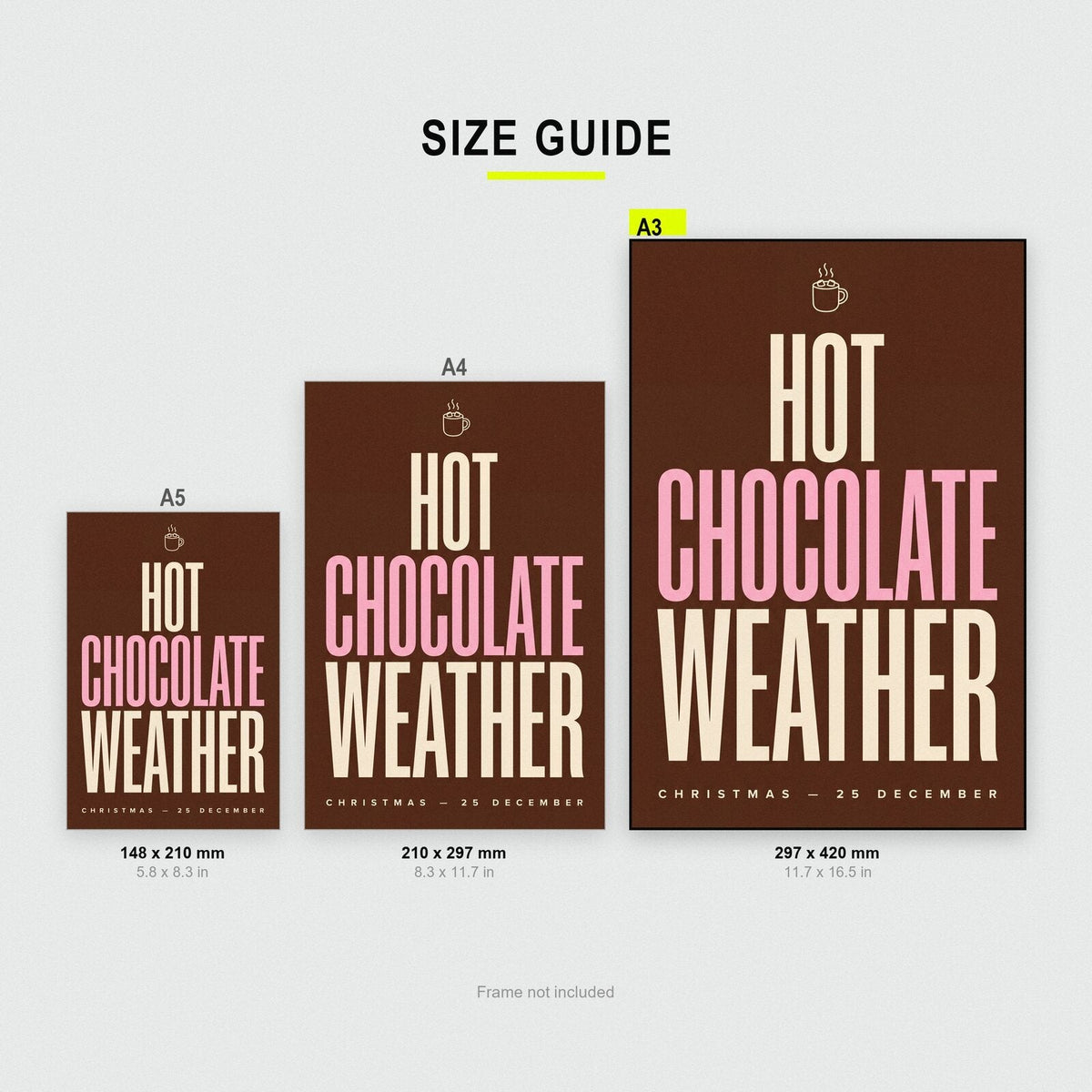 Hot Chocolate Weather Christmas Typography Art Print