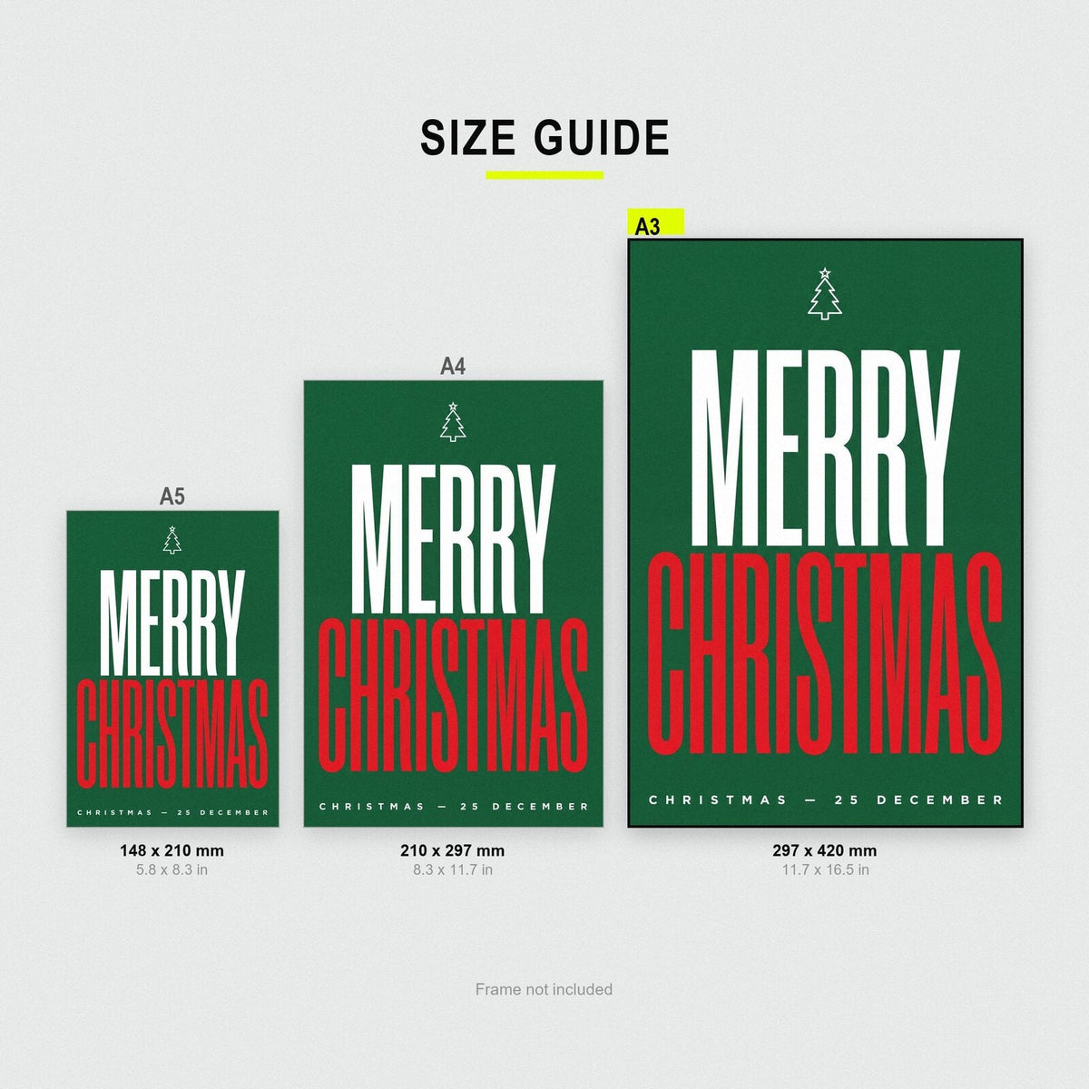 Merry Christmas Christmas Typography Art Print