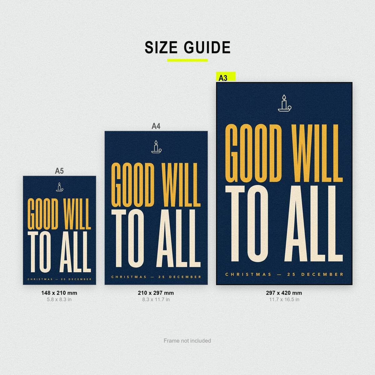 Good Will To All Christmas Typography Art Print