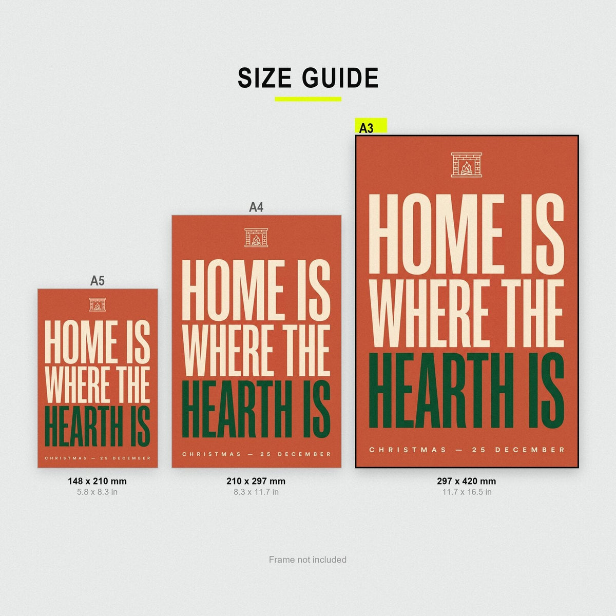 Home Is Where The Hearth Is Christmas Typography Art Print