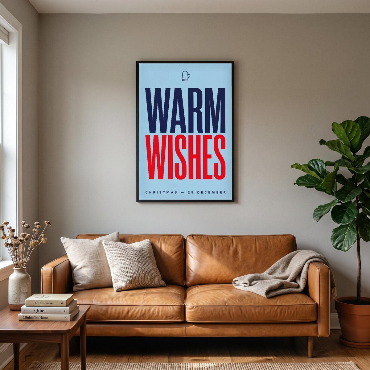 Warm Wishes Christmas Typography Art Print