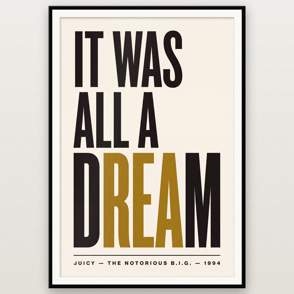 Juicy Lyrics Print shown in a black frame