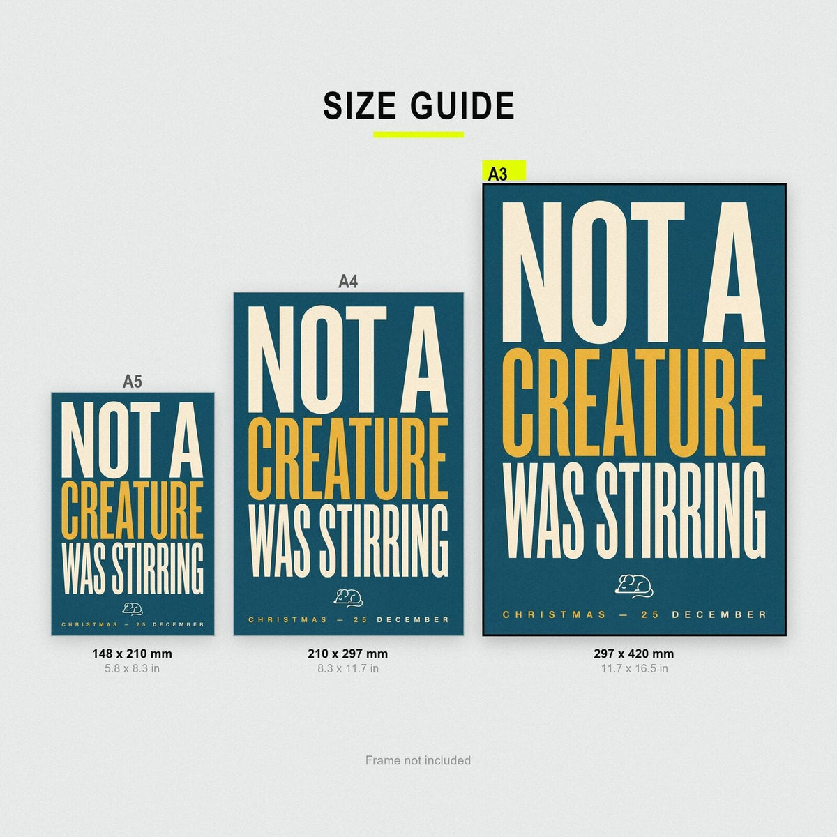 Not A Creature Was Stirring Christmas Typography Art Print
