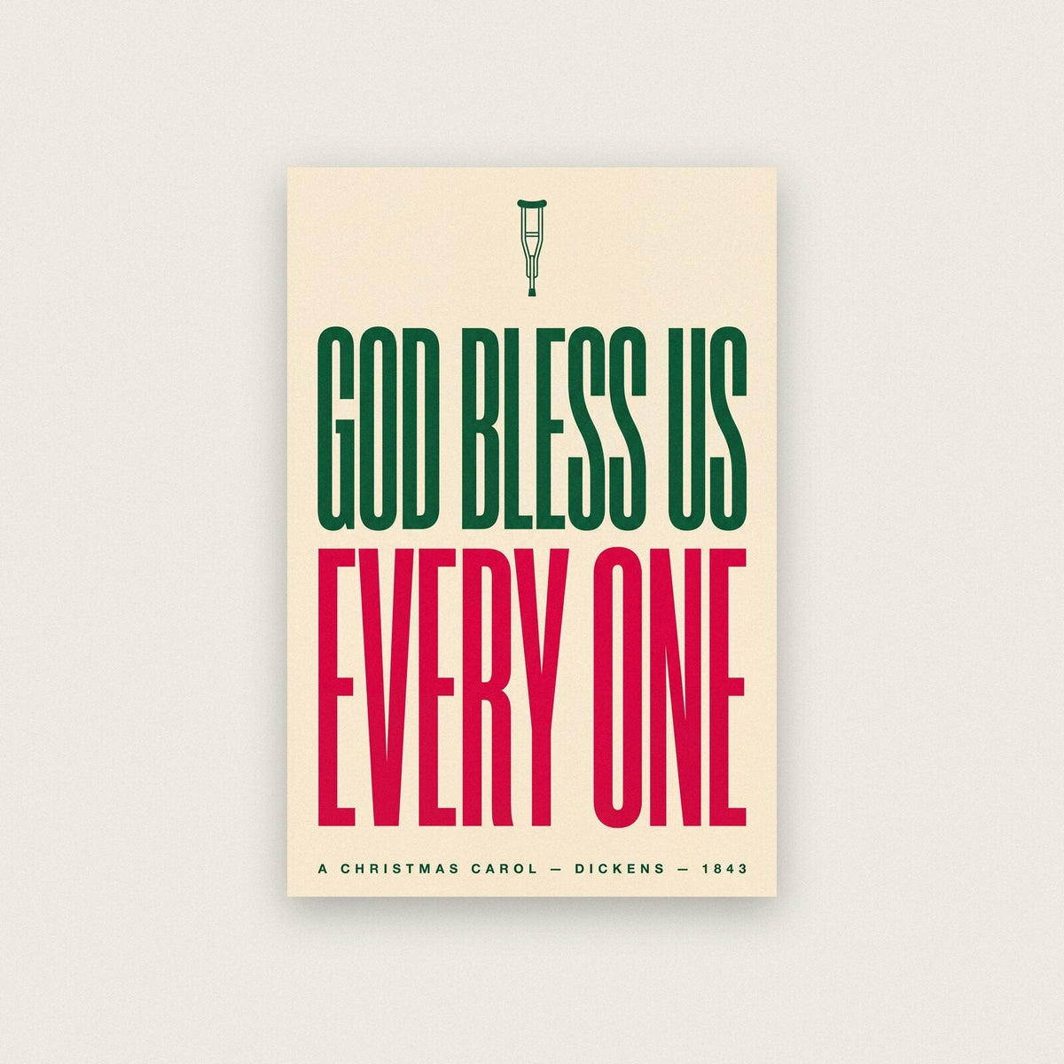 God Bless Us Every One Christmas Typography Art Print