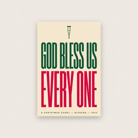 God Bless Us Every One Christmas Typography Art Print