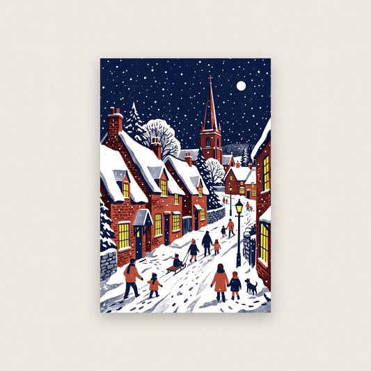 The Snowy Village Christmas Art Print