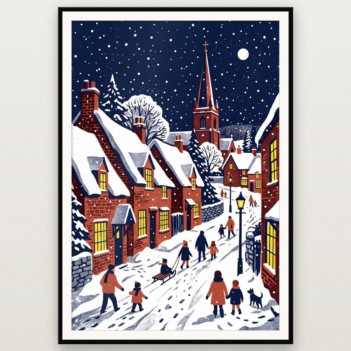 The Snowy Village Christmas Art Print