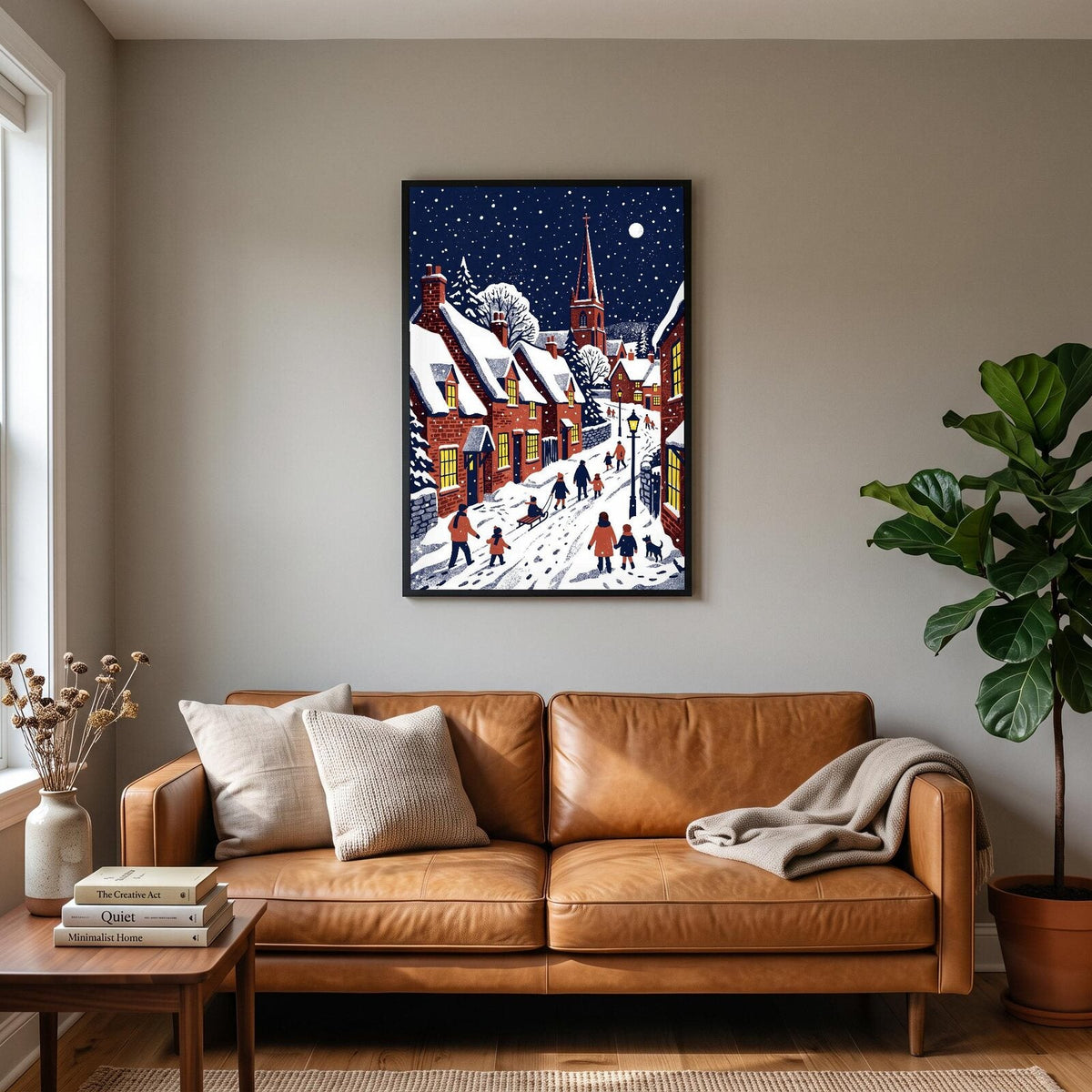 The Snowy Village Christmas Art Print