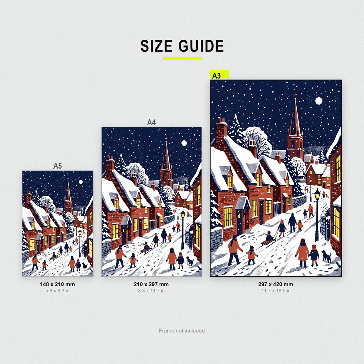 The Snowy Village Christmas Art Print