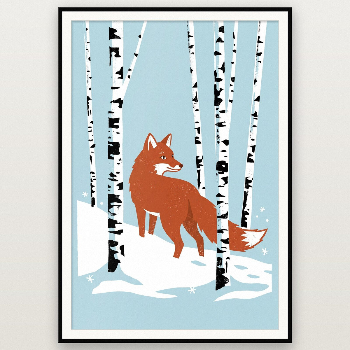 Fox In The Snow Christmas Art Print