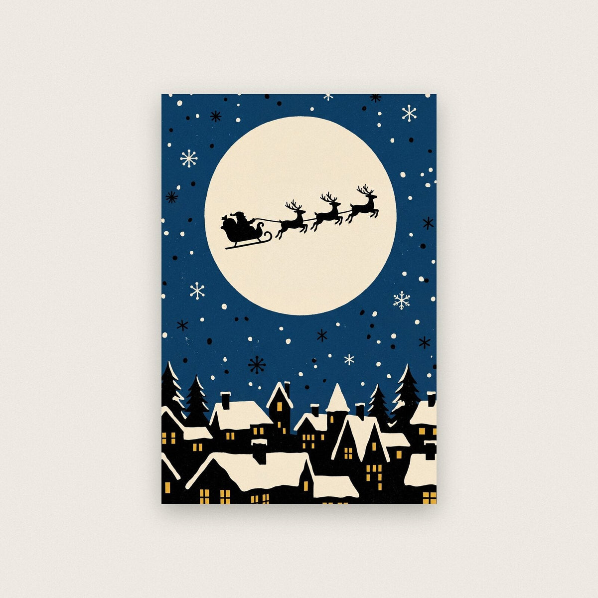 The Sleigh Across The Moon Christmas Art Print